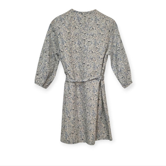 NWT ZARA Dress Medium Blue White Floral Tie Waist Women’s - Picture 7 of 16